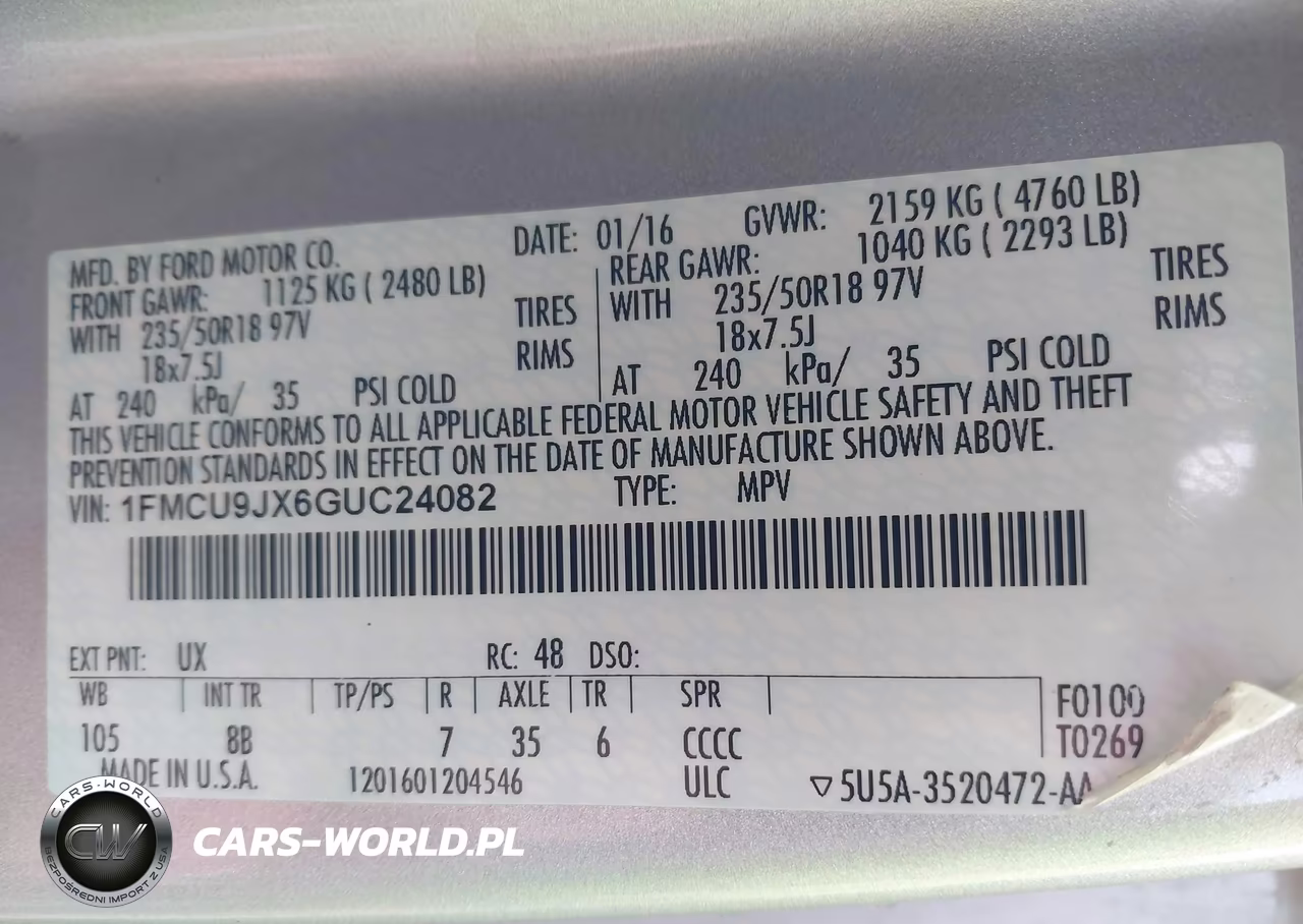 2016 Ford Escape Titanium VIN:1FMCU9JX6GUC24082 - 9
