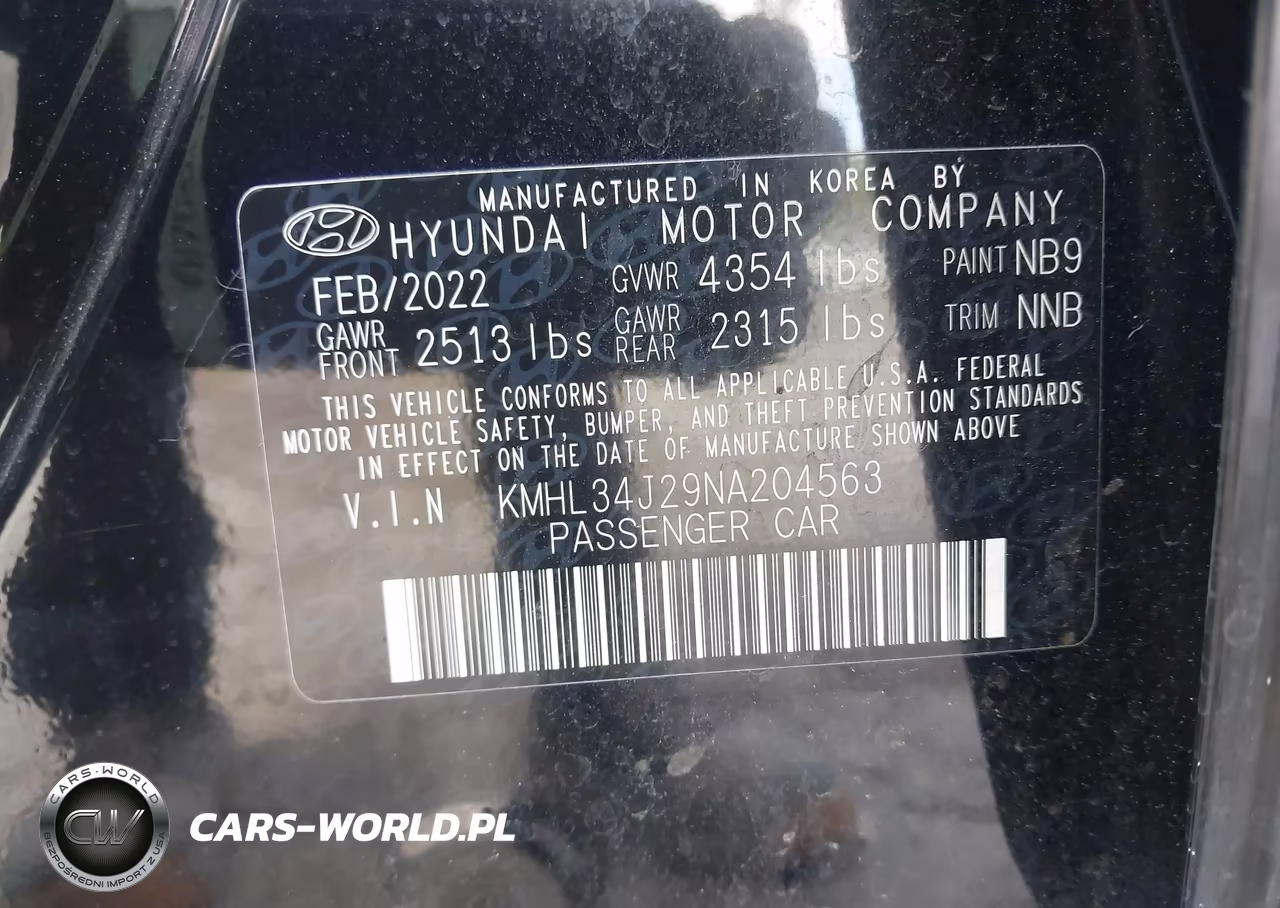 2022 Hyundai Sonata Limited VIN:KMHL34J29NA204563 - 9