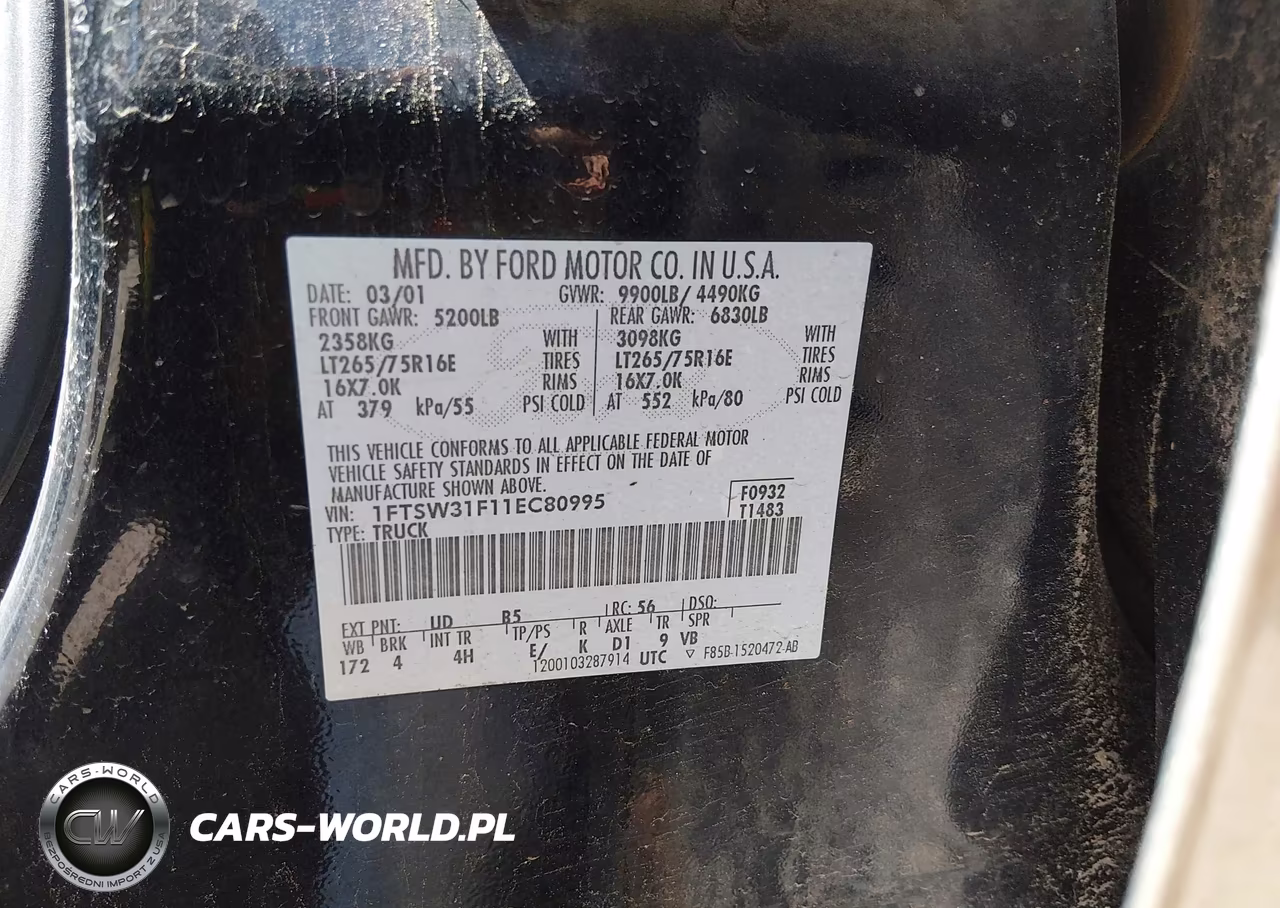 2001 Ford F-350 Lariat-Xl-Xlt VIN:1FTSW31F11EC80995 - 9