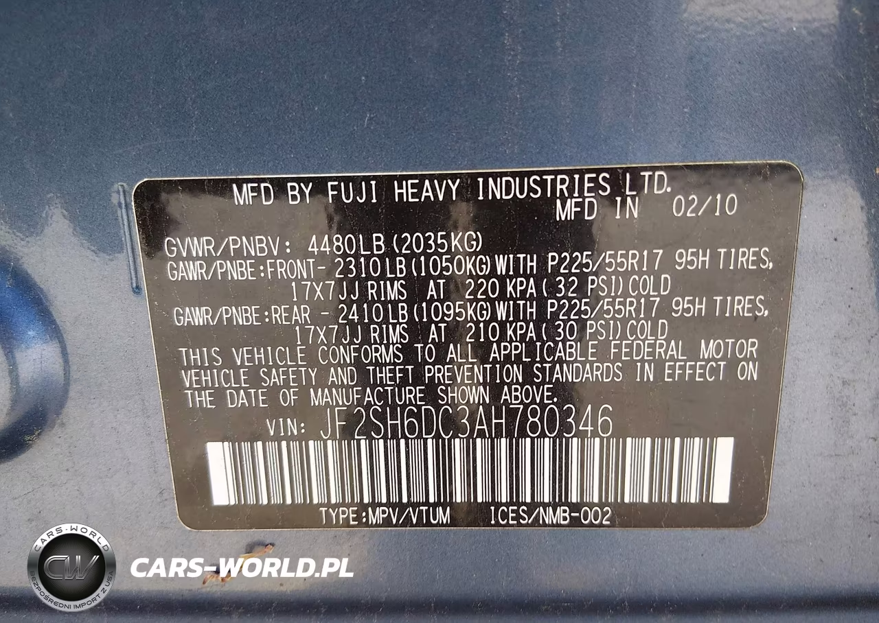 2010 Subaru Forester 2.5X Limited VIN:JF2SH6DC3AH780346 - 9