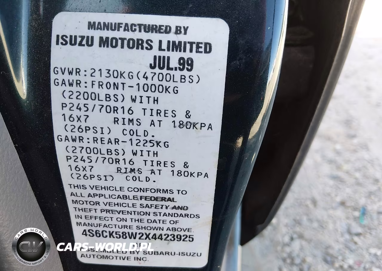 1999 Honda Passport Ex-Lx VIN:4S6CK58W2X4423925 - 9
