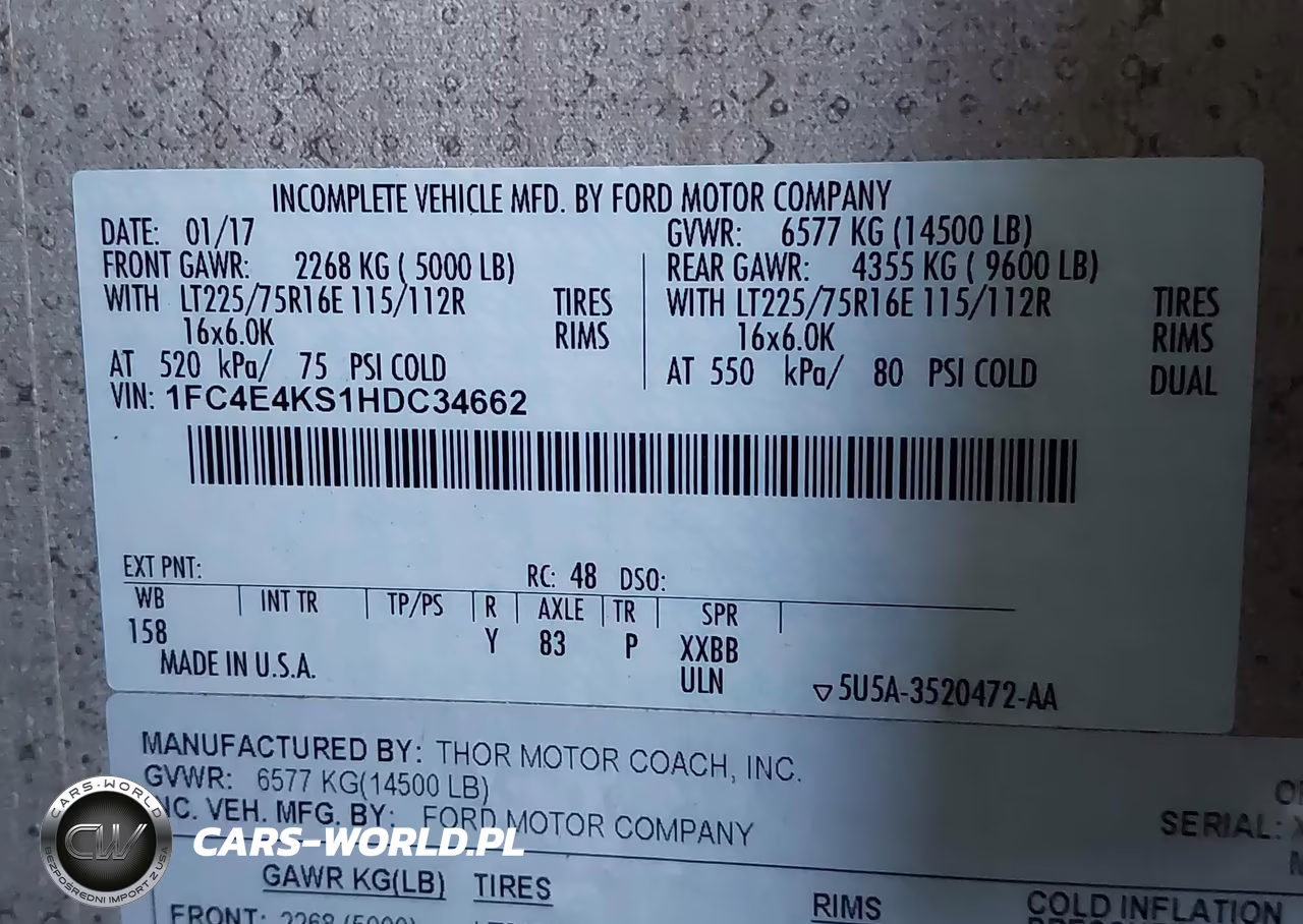 2017 Ford E-450 Stripped VIN:1FC4E4KS1HDC34662 - 8