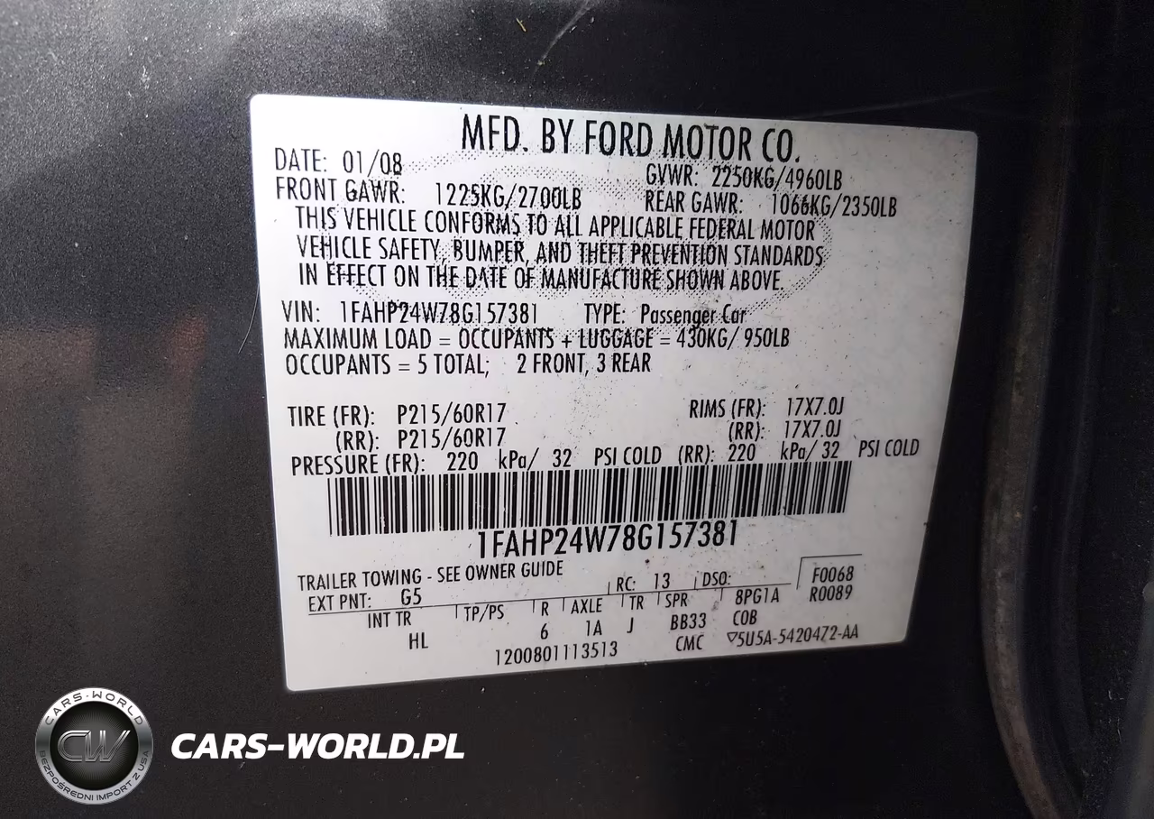 2008 Ford Taurus Sel VIN:1FAHP24W78G157381 - 9