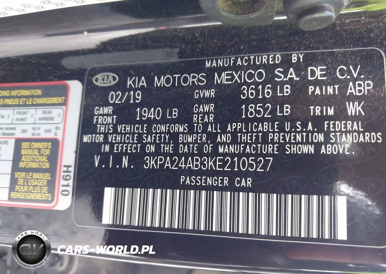2019 Kia Rio Lx VIN:3KPA24AB3KE210527 - 9