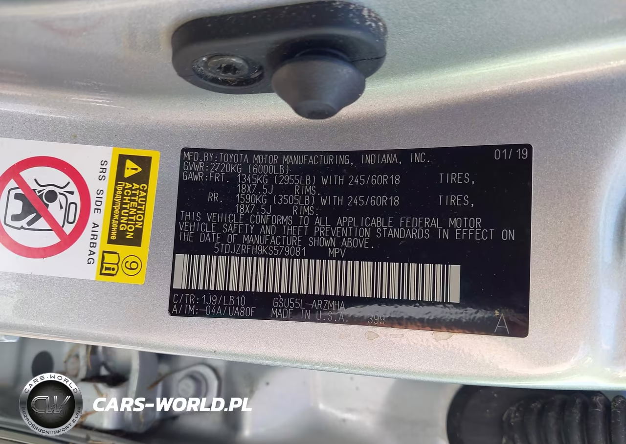 2019 Toyota Highlander Xle VIN:5TDJZRFH9KS579081 - 9