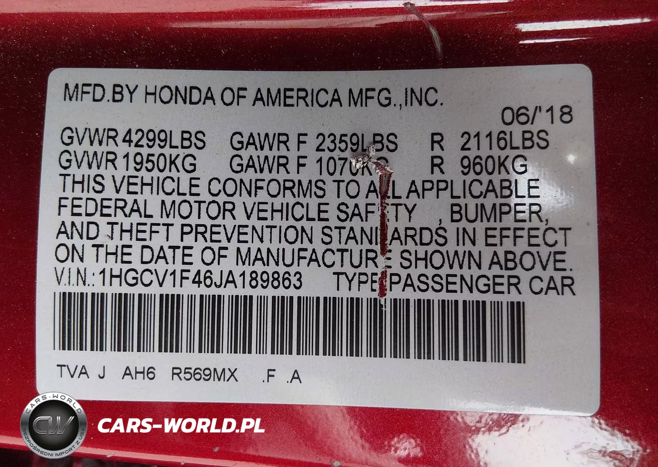 2018 Honda Accord Ex VIN:1HGCV1F46JA189863 - 9