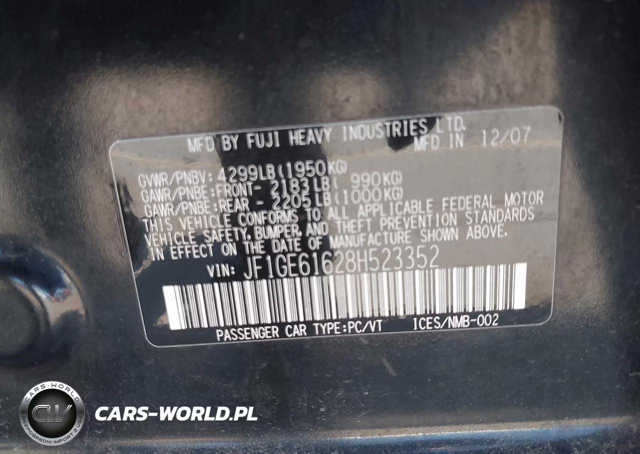 2008 Subaru Impreza 2.5I VIN:JF1GE61628H523352 - 9