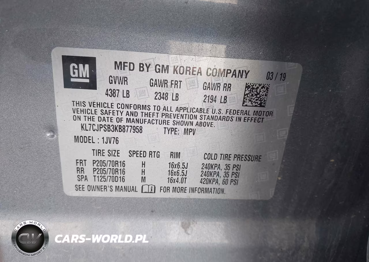 2019 Chevrolet Trax Lt VIN:KL7CJPSB3KB877958 - 9