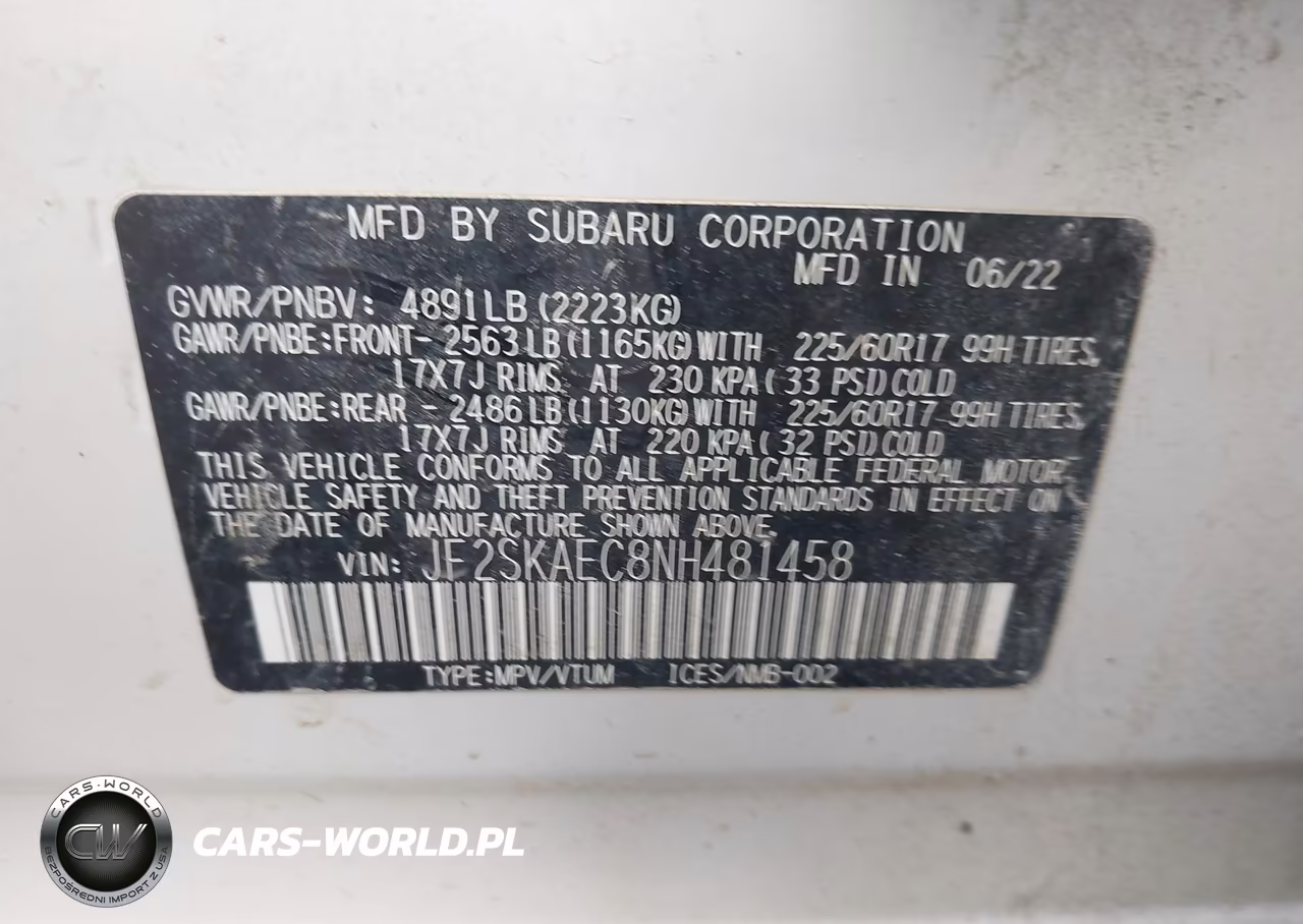 2022 Subaru Forester Premium VIN:JF2SKAEC8NH481458 - 9