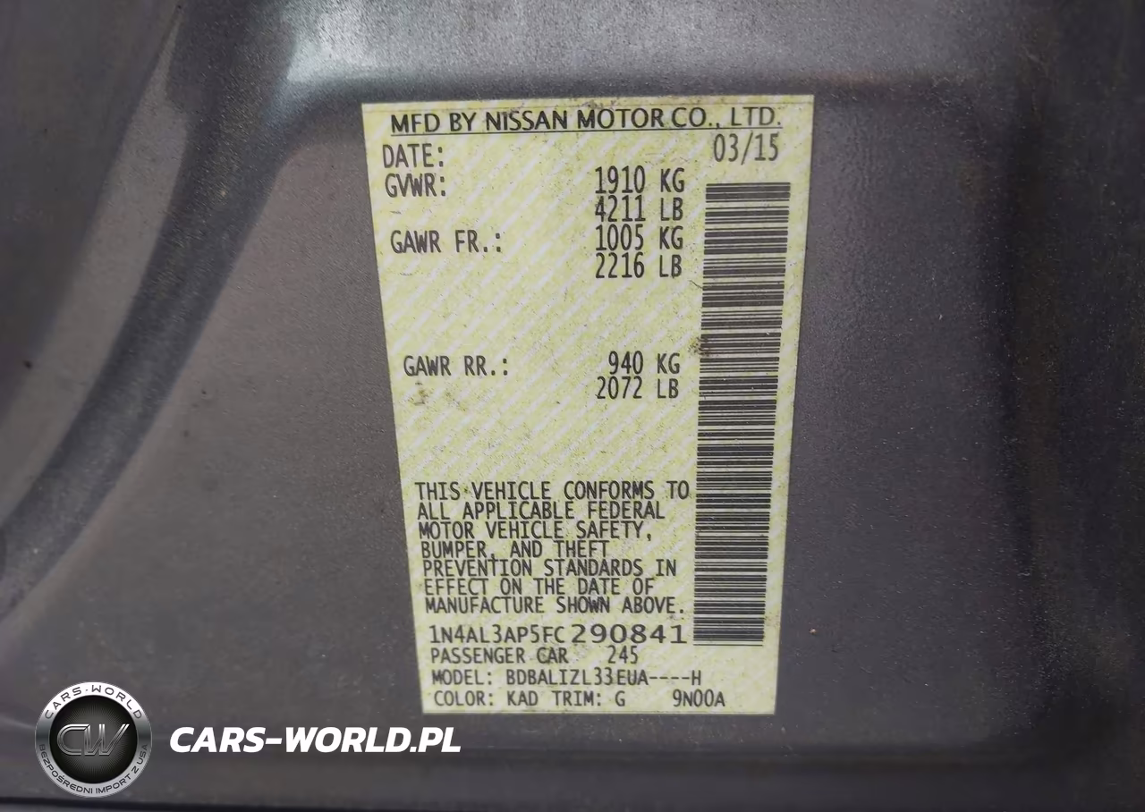 2015 Nissan Altima 2.5 Sv VIN:1N4AL3AP5FC290841 - 9
