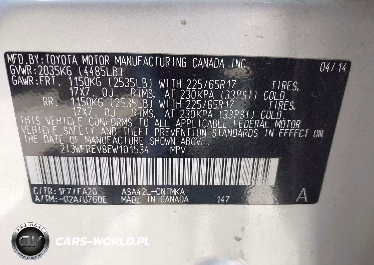 2014 Toyota Rav4 Xle VIN:2T3WFREV8EW101534 - 9