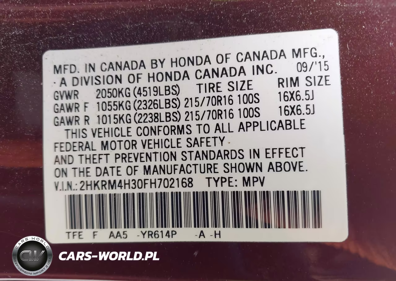 2015 Honda Cr-V Lx VIN:2HKRM4H30FH702168 - 9