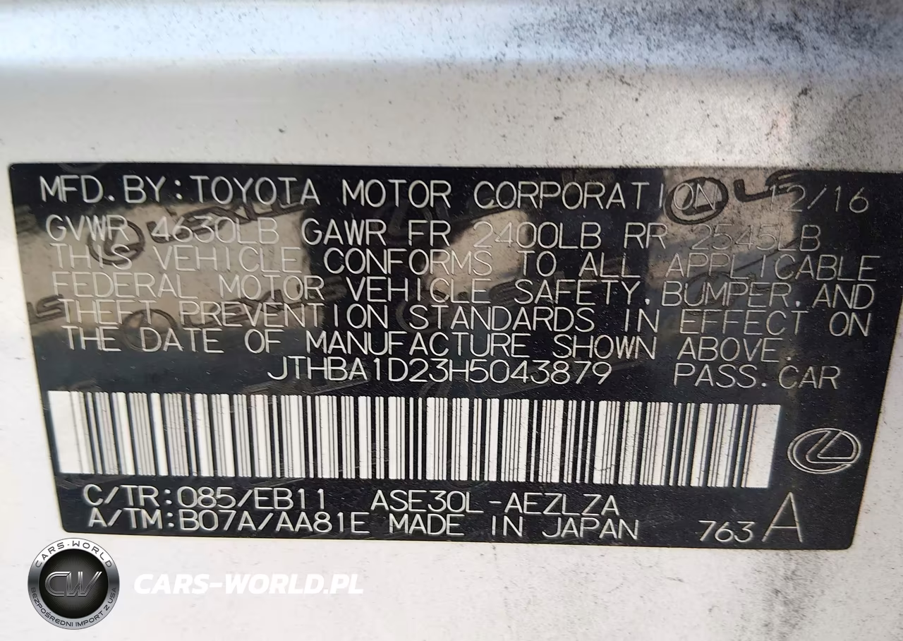 2017 Lexus Is 200T VIN:JTHBA1D23H5043879 - 9