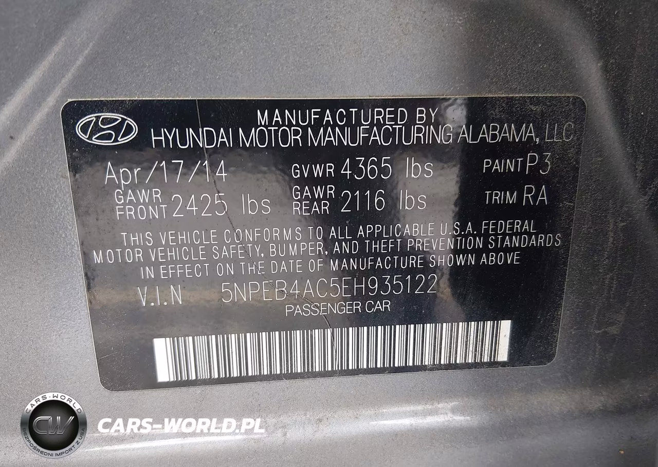 2014 Hyundai Sonata Gls VIN:5NPEB4AC5EH935122 - 9