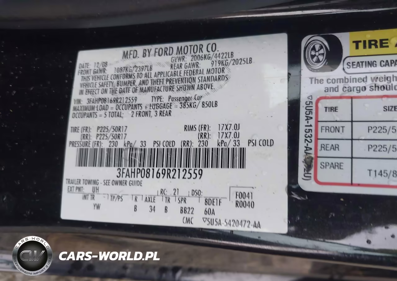 2009 Ford Fusion Sel VIN:3FAHP08169R212559 - 9