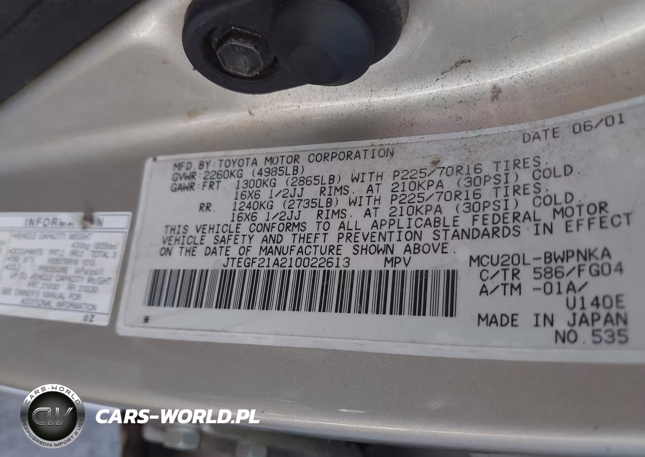2001 Toyota Highlander V6 VIN:JTEGF21A210022613 - 9