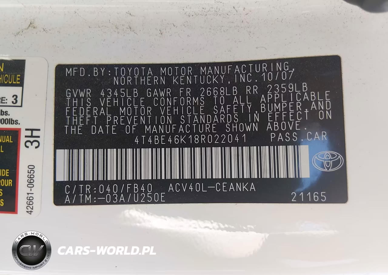2008 Toyota Camry Le VIN:4T4BE46K18R022041 - 9