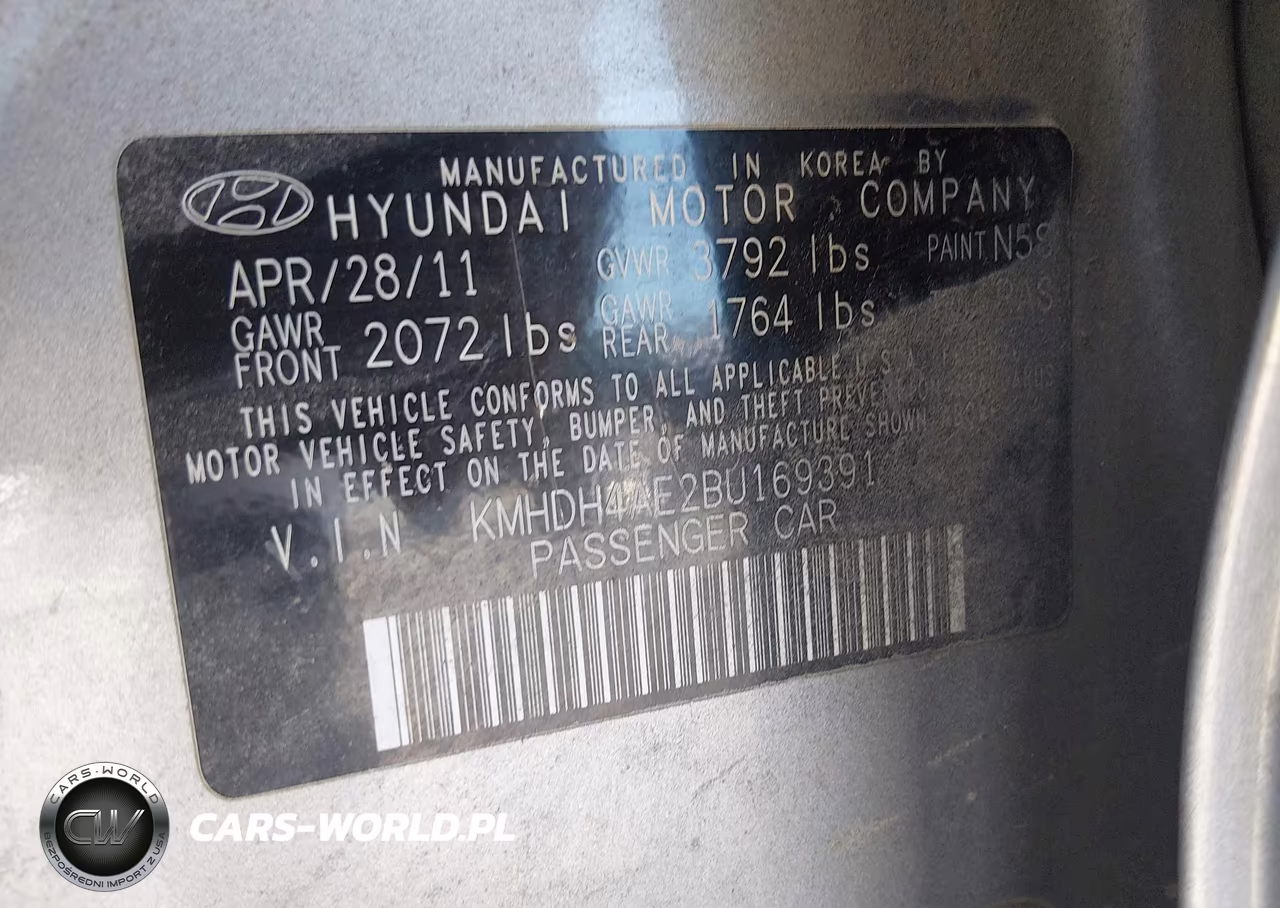 2011 Hyundai Elantra Gls (Ulsan Plant) VIN:KMHDH4AE2BU169391 - 9