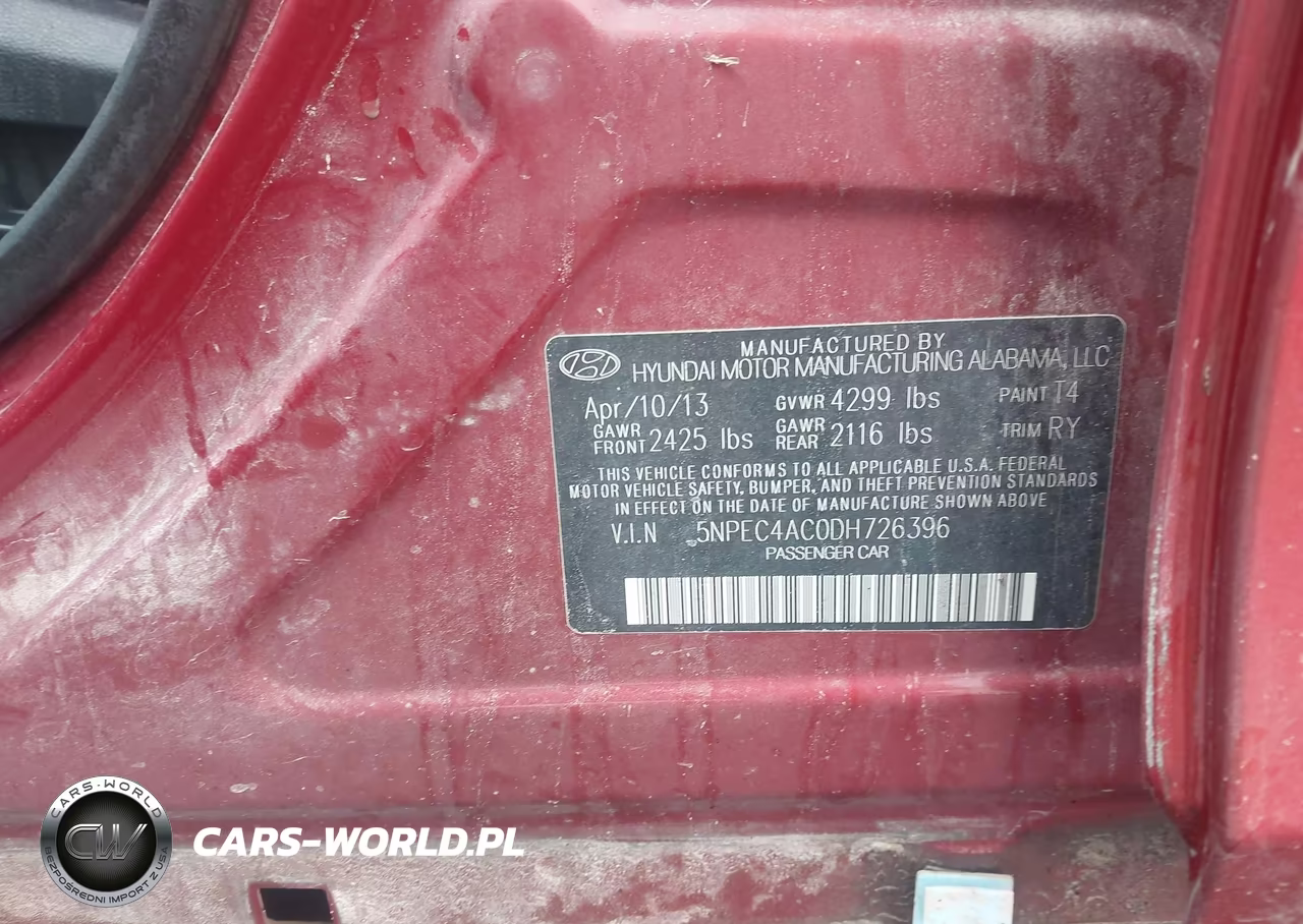 2013 Hyundai Sonata Se VIN:5NPEC4AC0DH726396 - 9