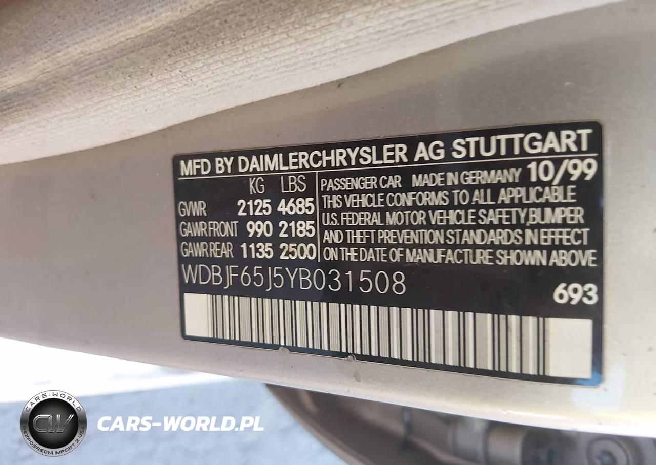 2000 Mercedes-Benz E 320 VIN:WDBJF65J5YB031508 - 9