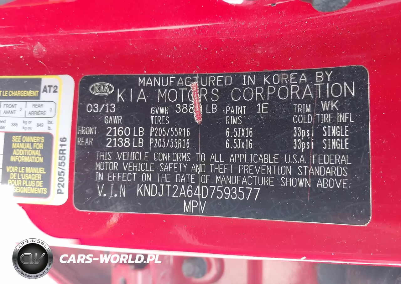 2013 Kia Soul + VIN:KNDJT2A64D7593577 - 9