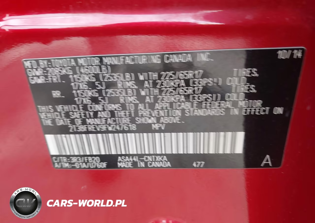 2015 Toyota Rav4 Le VIN:2T3BFREV9FW247618 - 9