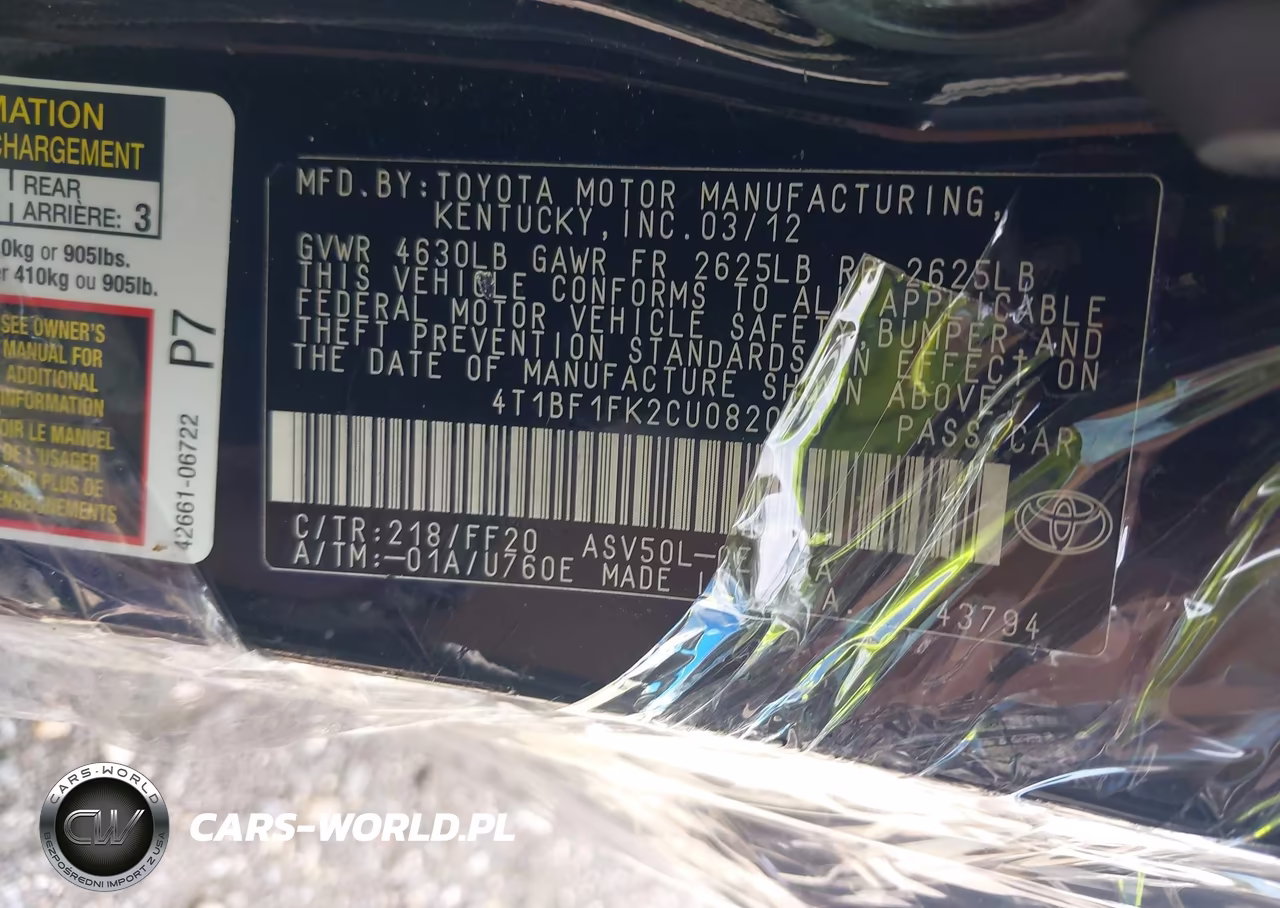 2012 Toyota Camry Se VIN:4T1BF1FK2CU082070 - 9