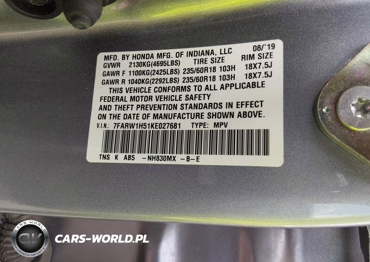 2019 Honda Cr-V Ex VIN:7FARW1H51KE027681 - 9