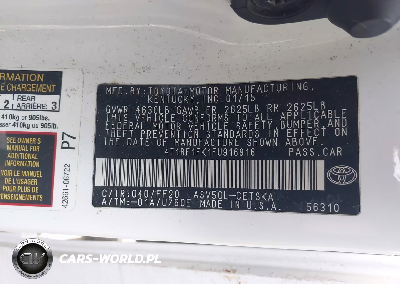 2015 Toyota Camry Se VIN:4T1BF1FK1FU916916 - 9
