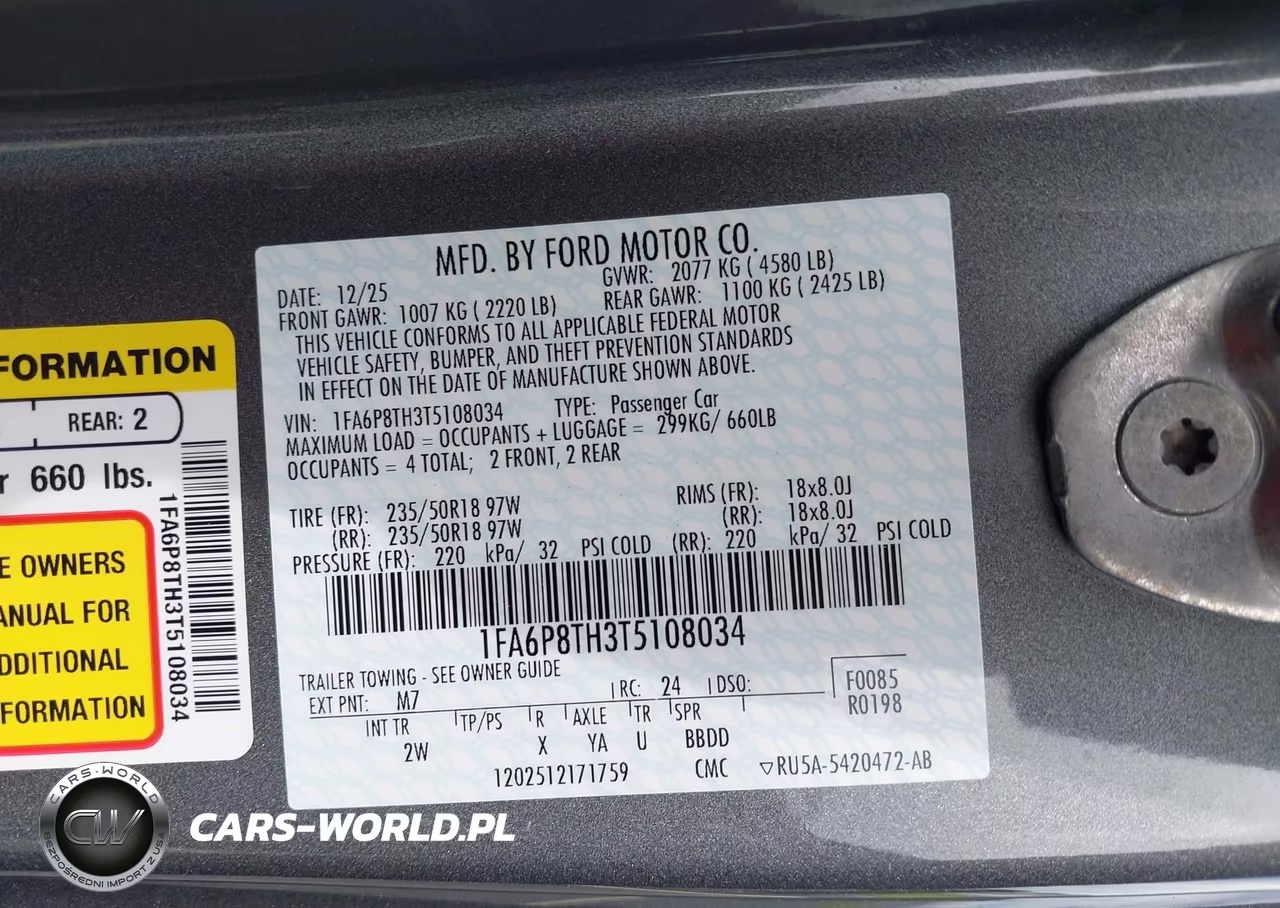 2026 Ford Mustang Ecoboost Fastback VIN:1FA6P8TH3T5108034 - 9