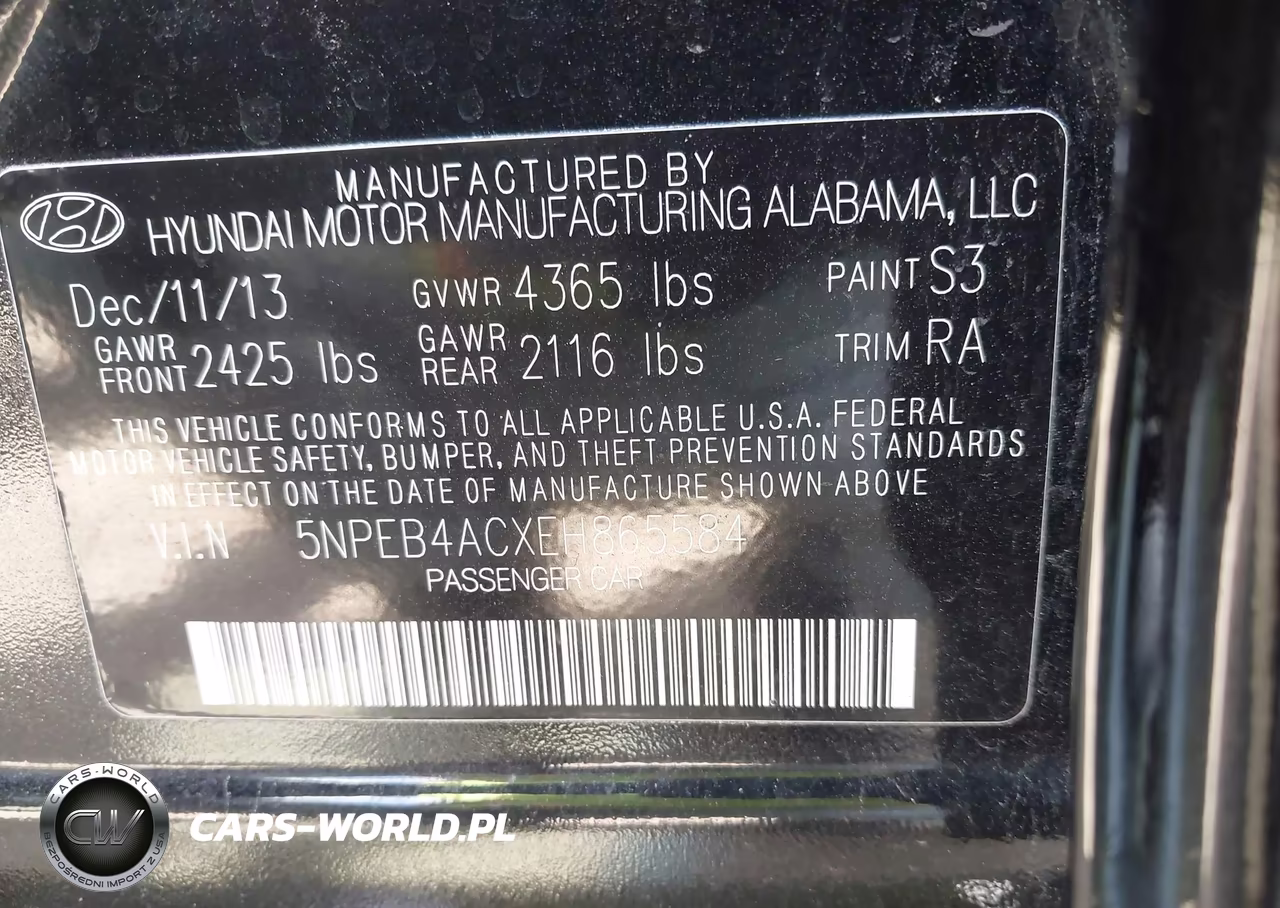 2014 Hyundai Sonata Gls VIN:5NPEB4ACXEH865584 - 9