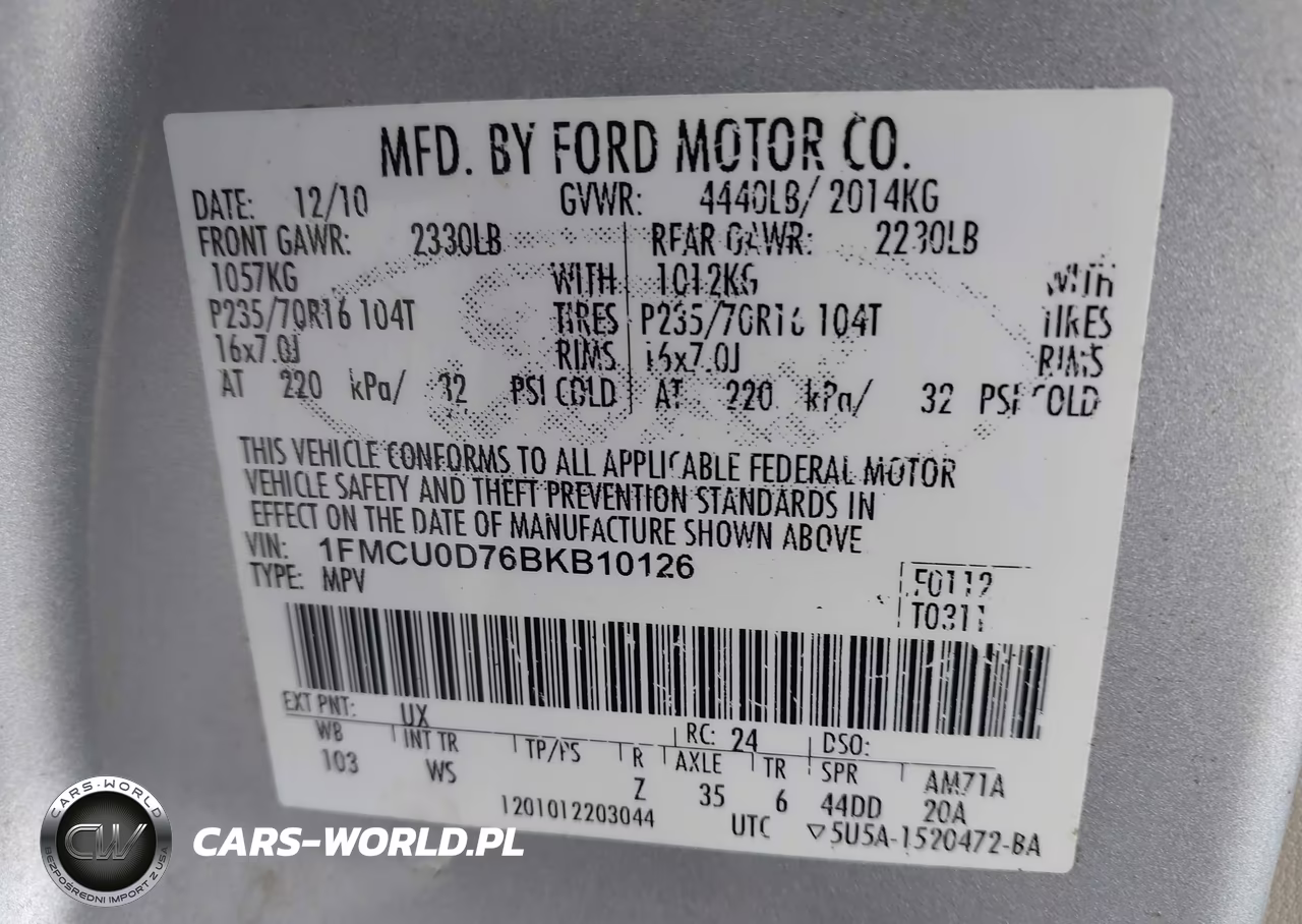 2011 Ford Escape Xlt VIN:1FMCU0D76BKB10126 - 9