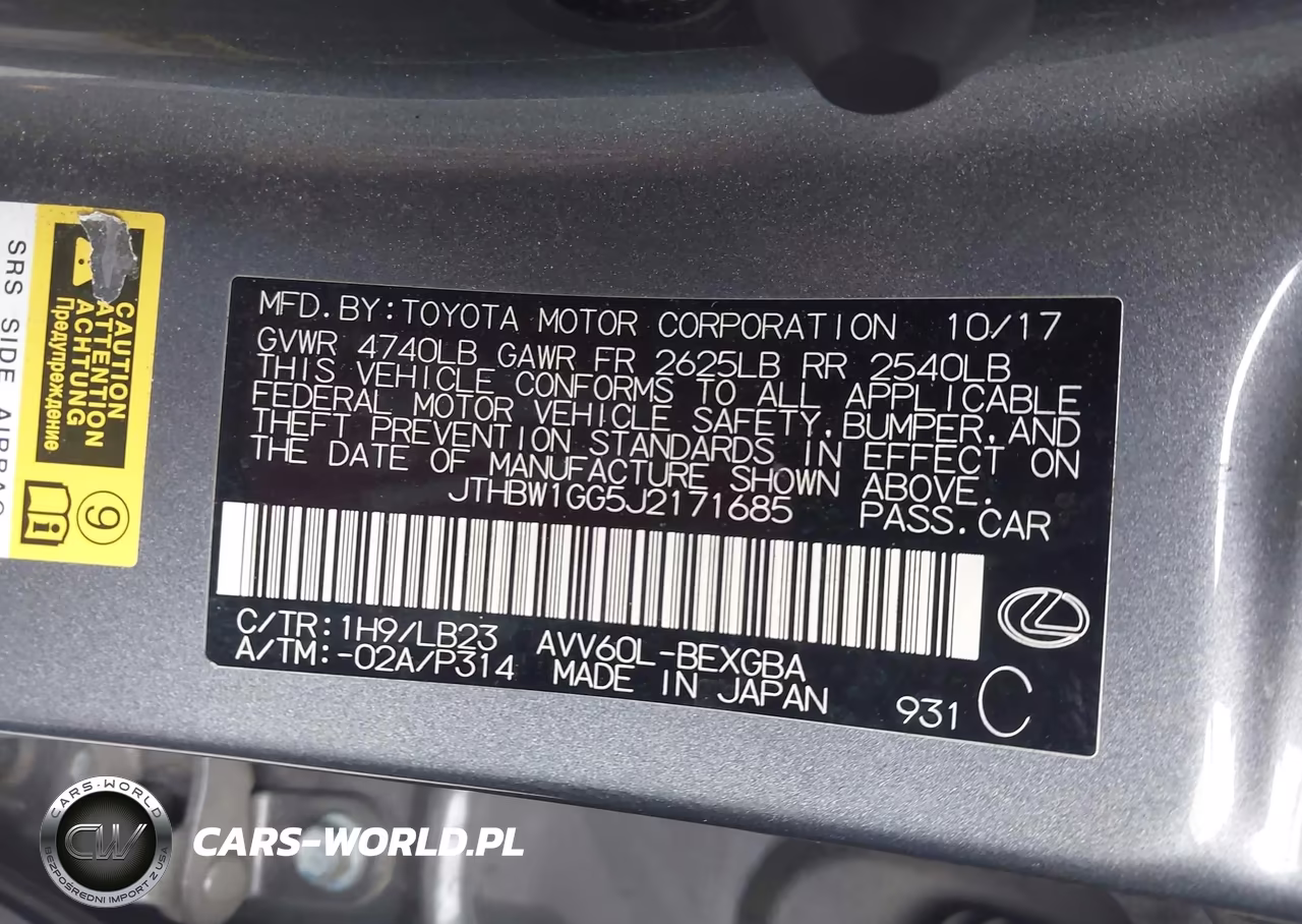 2018 Lexus Es 300H VIN:JTHBW1GG5J2171685 - 9