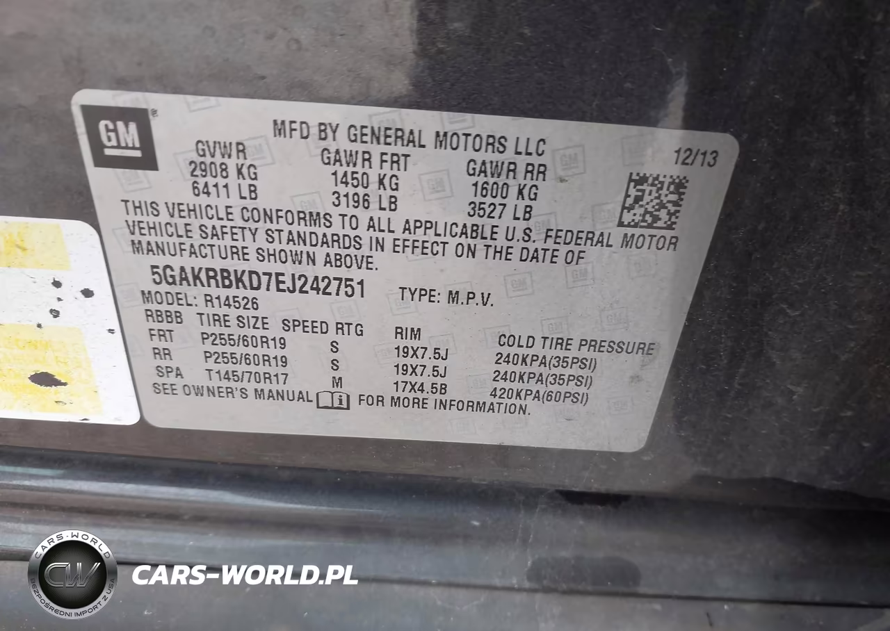 2014 Buick Enclave Leather VIN:5GAKRBKD7EJ242751 - 9