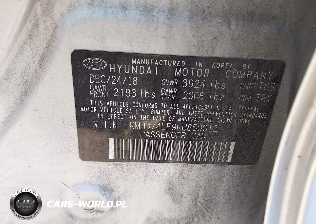 2019 Hyundai Elantra Se VIN:KMHD74LF9KU850012 - 9