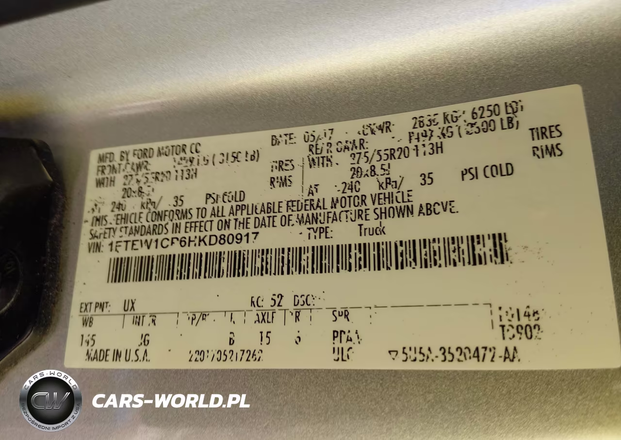 2017 Ford F-150 Xl VIN:1FTEW1CP6HKD80917 - 9