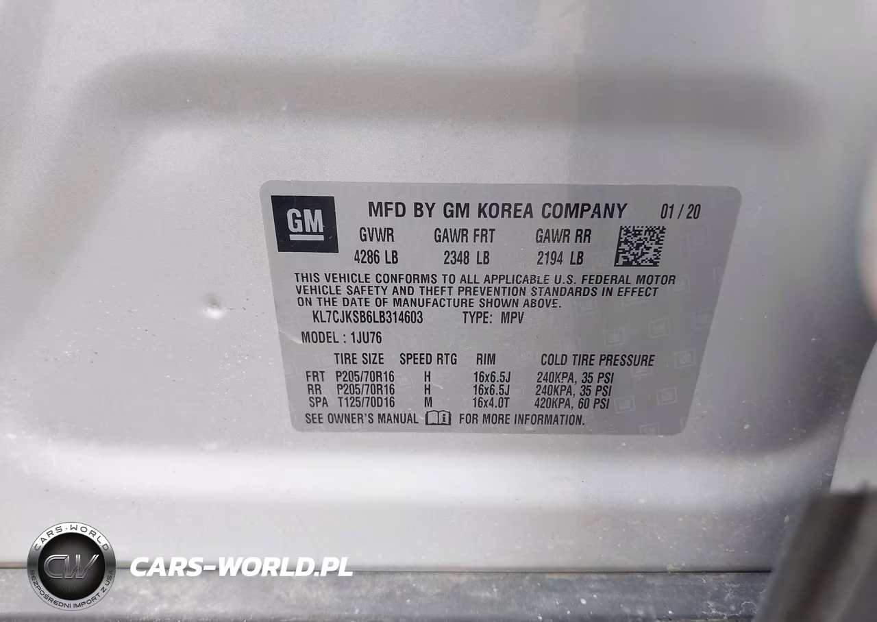 2020 Chevrolet Trax Fwd Ls VIN:KL7CJKSB6LB314603 - 9
