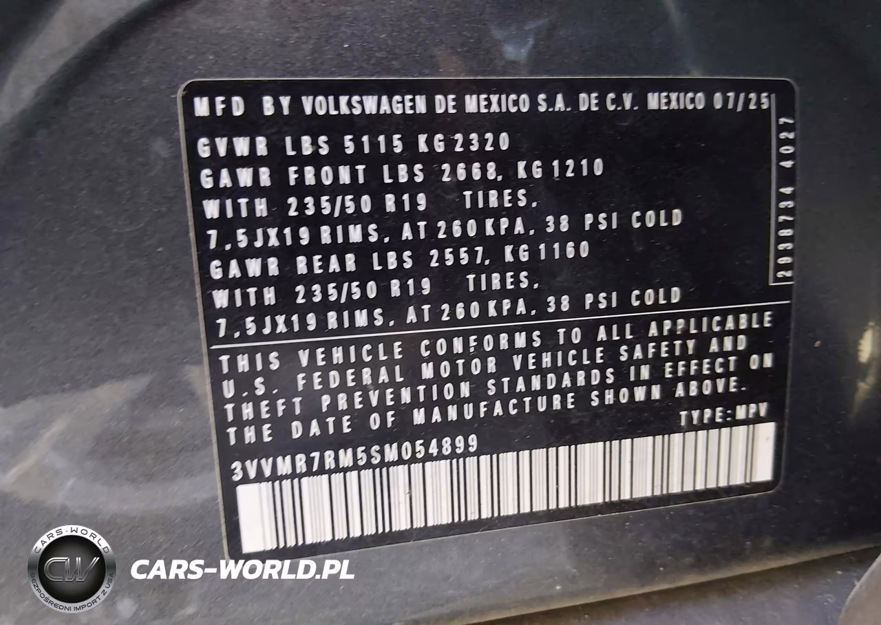2025 Volkswagen Tiguan 2.0T Se VIN:3VVMR7RM5SM054899 - 9