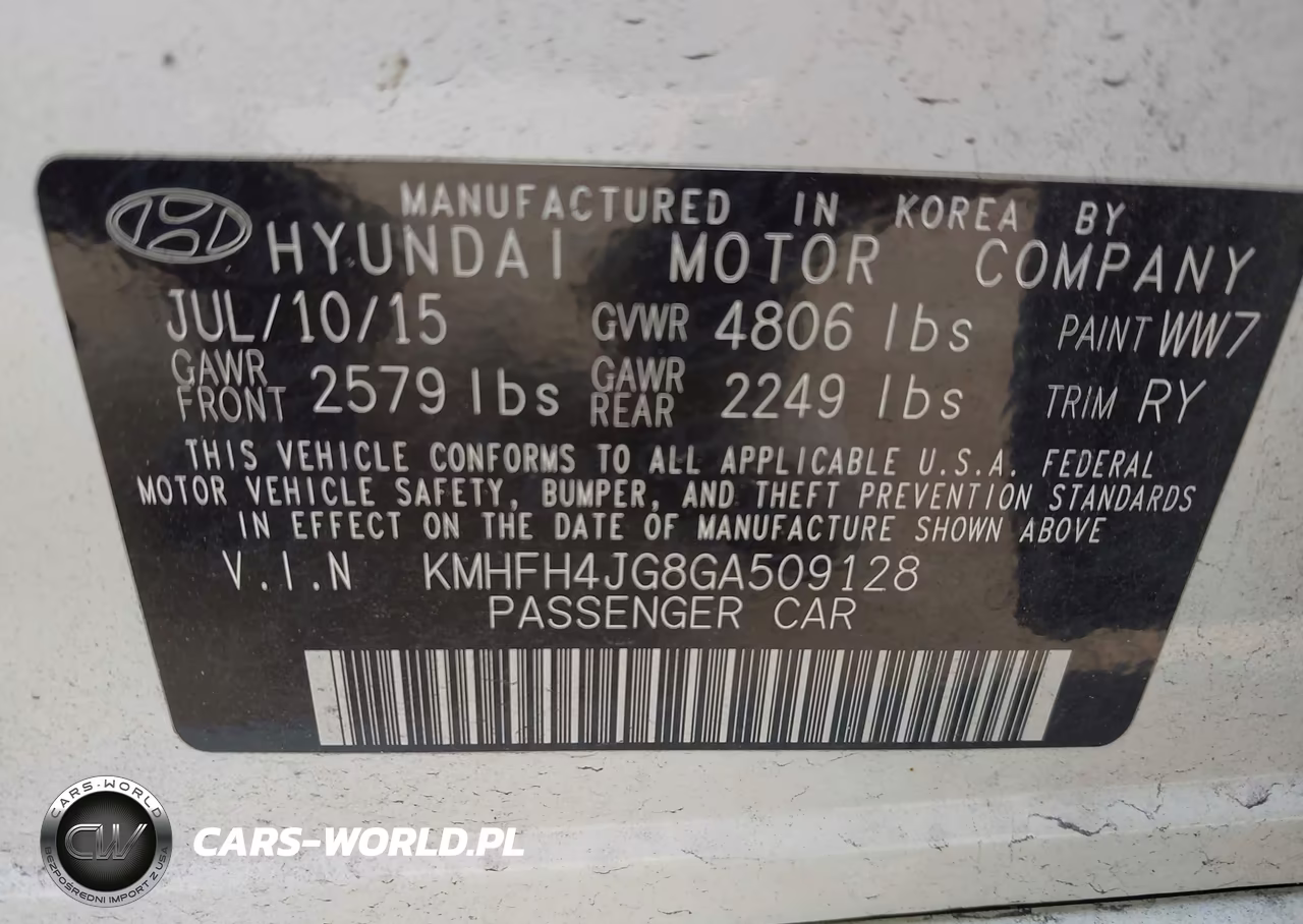2016 Hyundai Azera Limited VIN:KMHFH4JG8GA509128 - 9