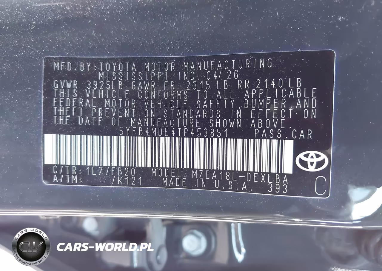 2026 Toyota Corolla Le VIN:5YFB4MDE4TP453851 - 9