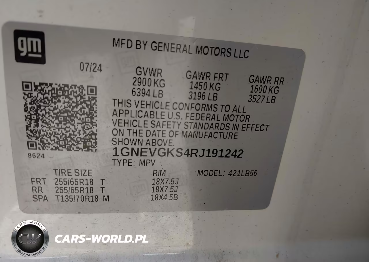 2024 Chevrolet Traverse Awd Lt VIN:1GNEVGKS4RJ191242 - 9