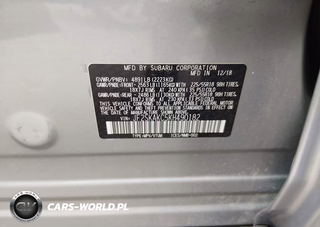 2019 Subaru Forester Sport VIN:JF2SKAKC5KH490182 - 9