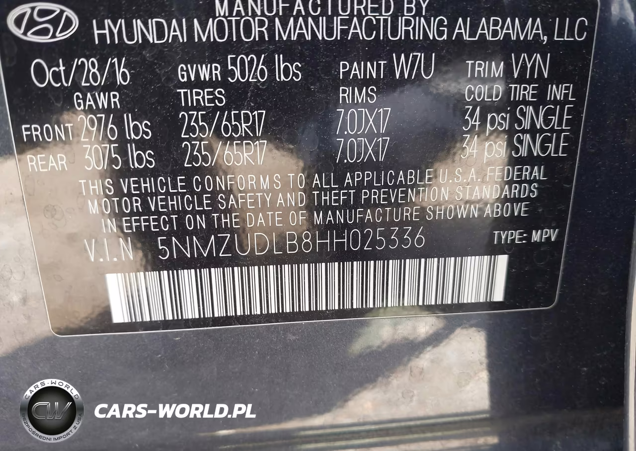 2017 Hyundai Santa Fe Sport 2.4L VIN:5NMZUDLB8HH025336 - 9