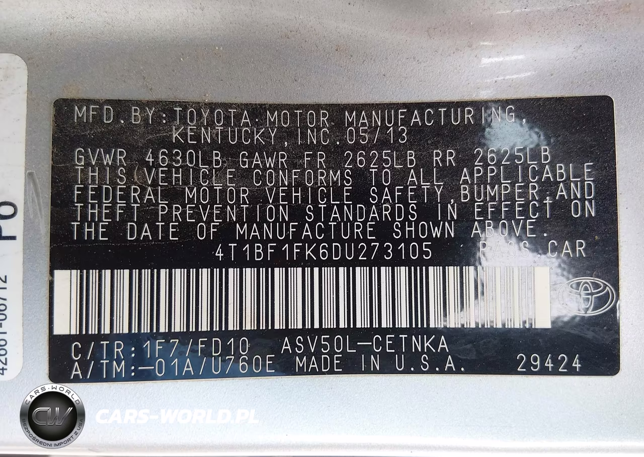 2013 Toyota Camry Le VIN:4T1BF1FK6DU273105 - 9