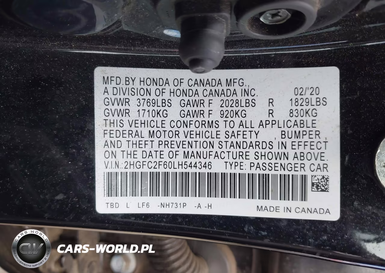 2020 Honda Civic Lx VIN:2HGFC2F60LH544346 - 9