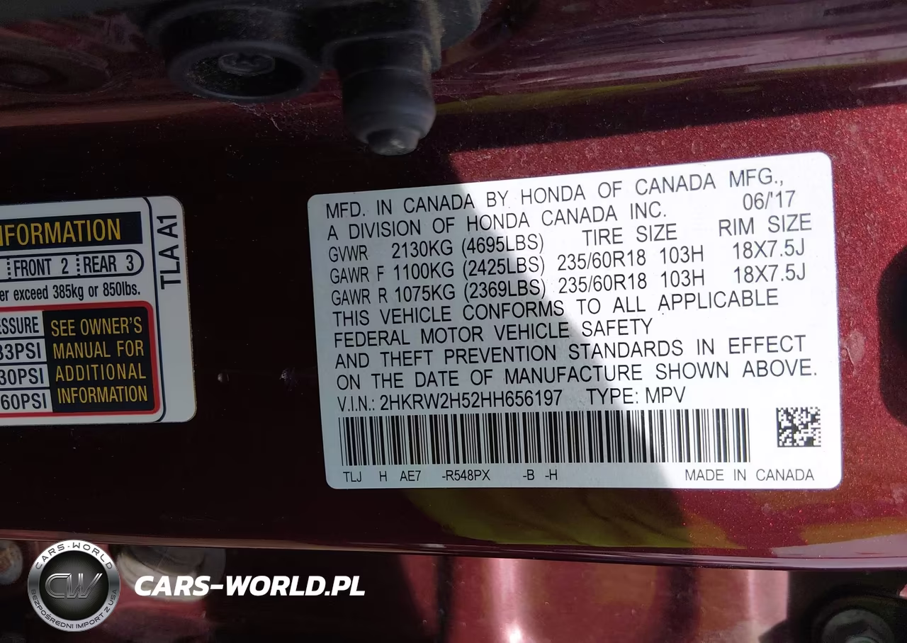 2017 Honda Cr-V Ex VIN:2HKRW2H52HH656197 - 9