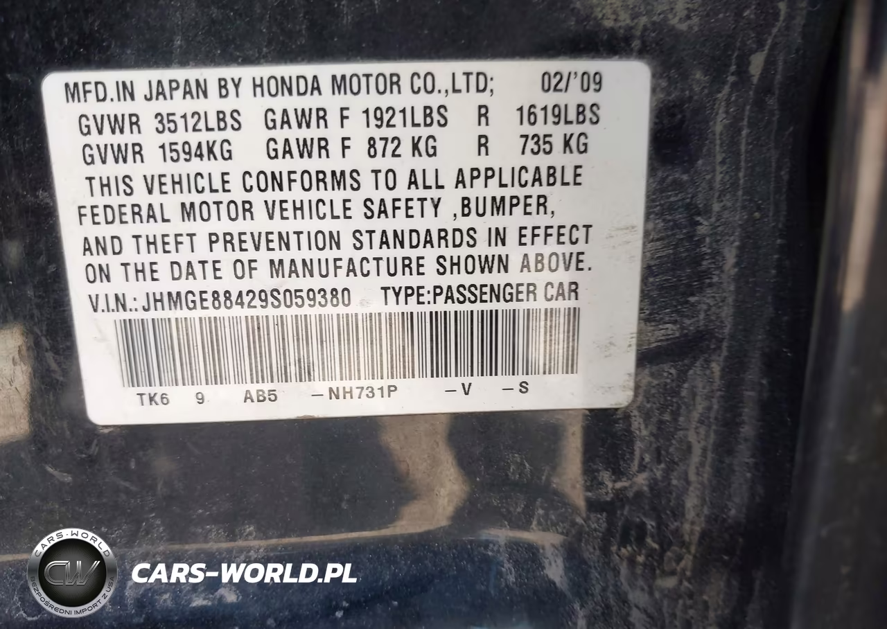 2009 Honda Fit Sport VIN:JHMGE88429S059380 - 9