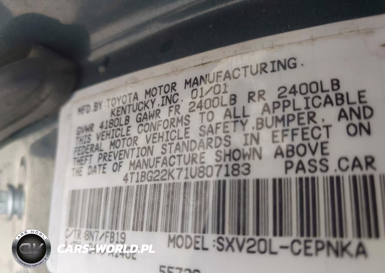 2001 Toyota Camry Le VIN:4T1BG22K71U807183 - 9