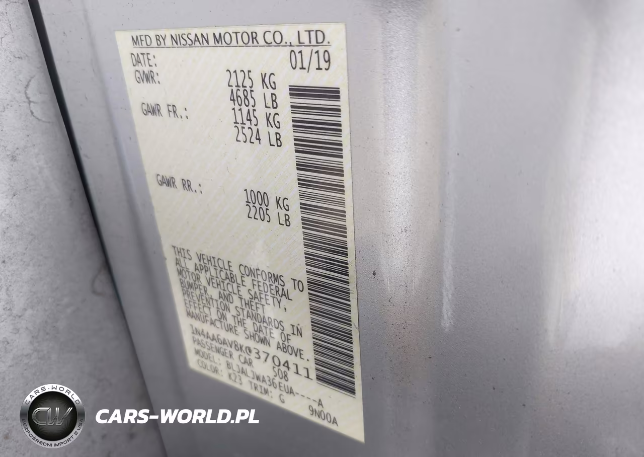 2019 Nissan Maxima 3.5 Sv VIN:1N4AA6AV8KC370411 - 9