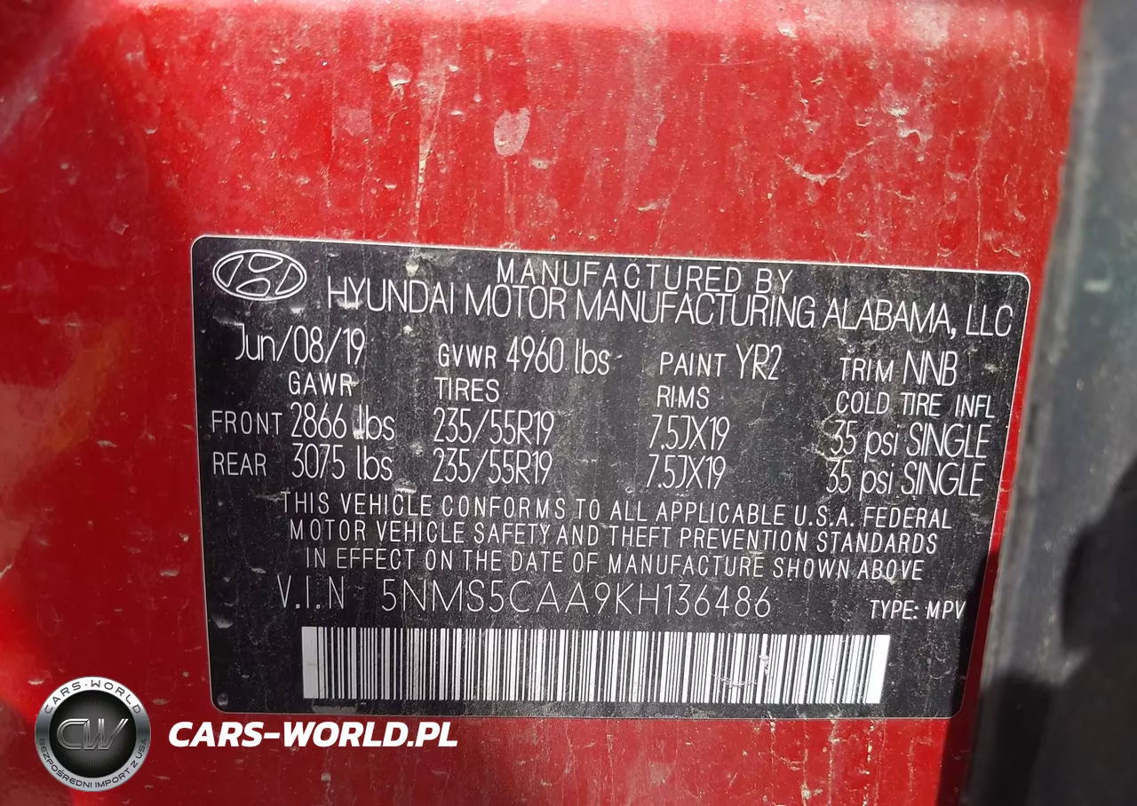 2019 Hyundai Santa Fe Ultimate 2.0T VIN:5NMS5CAA9KH136486 - 9